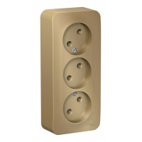 Розетка трехместная SYSTEME ELECTRIC BLANCA, открытый монтаж, без заземления, титан