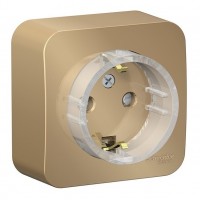Розетка SYSTEME ELECTRIC BLANCA, открытый монтаж, с заземлением, со шторками, титан, BLNRA111114