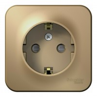 Розетка SYSTEME ELECTRIC BLANCA, открытый монтаж, с заземлением, со шторками, титан, BLNRA011104