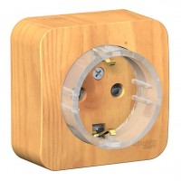Розетка SYSTEME ELECTRIC BLANCA, открытый монтаж, с заземлением, со шторками, ясень, BLNRA111115