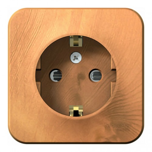 Розетка SYSTEME ELECTRIC BLANCA, открытый монтаж, с заземлением, со шторками, ясень, BLNRA011105