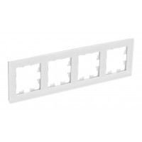 Рамка 4 поста SYSTEME ELECTRIC ATLASDESIGN NATURE, натуральное стекло, белый, ATN360104