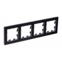 Рамка 4 поста SYSTEME ELECTRIC ATLASDESIGN NATURE, натуральное стекло, черный, ATN361004