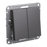 Выключатель 2-клавишный SYSTEME ELECTRIC ATLASDESIGN, скрытый монтаж, базальт, ATN001451