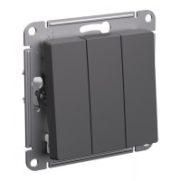 Выключатель 3-клавишный SYSTEME ELECTRIC ATLASDESIGN, скрытый монтаж, базальт, ATN001431