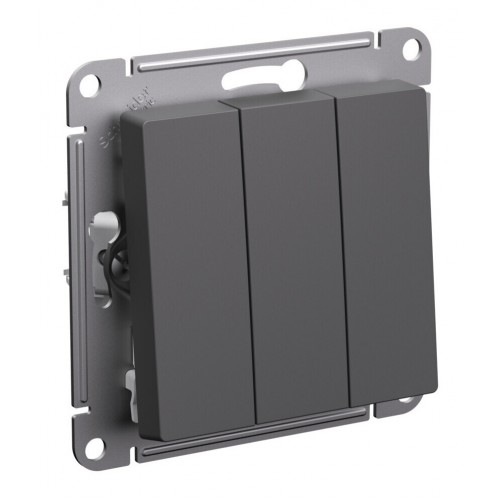 Выключатель 3-клавишный SYSTEME ELECTRIC ATLASDESIGN, скрытый монтаж, базальт, ATN001431