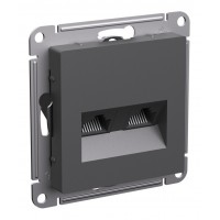 Розетка компьютерная 2xRJ45 SYSTEME ELECTRIC ATLASDESIGN, скрытый монтаж, базальт, ATN001485