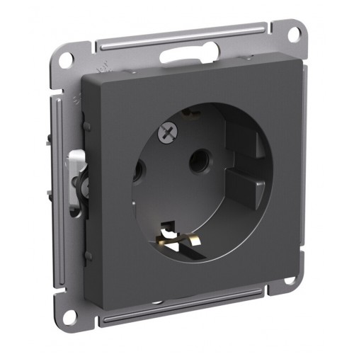 Розетка SYSTEME ELECTRIC ATLASDESIGN, скрытый монтаж, с заземлением, базальт, ATN001443
