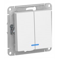 Выключатель 2-клавишный SYSTEME ELECTRIC ATLASDESIGN с подсветкой, скрытый монтаж, лотос, ATN001353