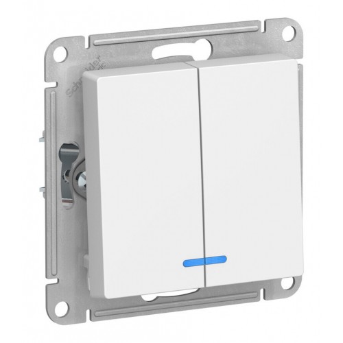 Выключатель 2-клавишный SYSTEME ELECTRIC ATLASDESIGN с подсветкой, скрытый монтаж, лотос, ATN001353