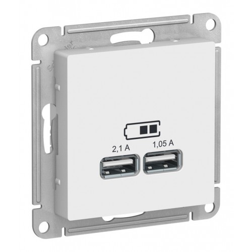 Розетка 2xUSB SYSTEME ELECTRIC ATLASDESIGN, скрытый монтаж, лотос, ATN001333