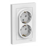Розетка двухместная SYSTEME ELECTRIC ATLASDESIGN, скрытый монтаж, с заземлением, лотос, ATN001324