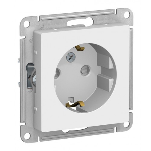 Розетка SYSTEME ELECTRIC ATLASDESIGN, скрытый монтаж, с заземлением, со шторками, лотос, ATN001345