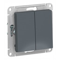 Выключатель 2-клавишный кнопочный SYSTEME ELECTRIC ATLASDESIGN, скрытый монтаж, грифель, ATN000717