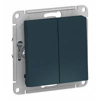Выключатель 2-клавишный кнопочный SYSTEME ELECTRIC ATLASDESIGN, скрытый монтаж, изумруд, ATN000817