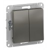 Выключатель 2-клавишный кнопочный SYSTEME ELECTRIC ATLASDESIGN, скрытый монтаж, сталь, ATN000917