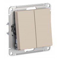 Выключатель 2-клавишный кнопочный SYSTEME ELECTRIC ATLASDESIGN, скрытый монтаж, песочный, ATN001217