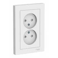 Розетка двухместная SYSTEME ELECTRIC ATLASDESIGN, скрытый монтаж, без заземления, со шторками, лотос, ATN001322