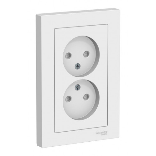 Розетка двухместная SYSTEME ELECTRIC ATLASDESIGN, скрытый монтаж, без заземления, со шторками, лотос, ATN001322