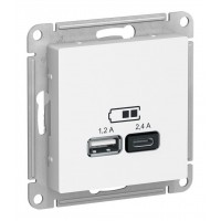 Розетка USB+USB type C SYSTEME ELECTRIC ATLASDESIGN, скрытый монтаж, лотос, ATN001339