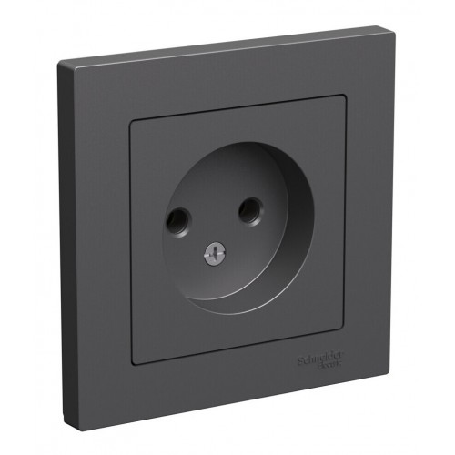 Розетка SYSTEME ELECTRIC ATLASDESIGN, скрытый монтаж, без заземления, базальт, ATN001440