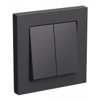 Выключатель 2-клавишный SYSTEME ELECTRIC ATLASDESIGN, скрытый монтаж, базальт, ATN001452