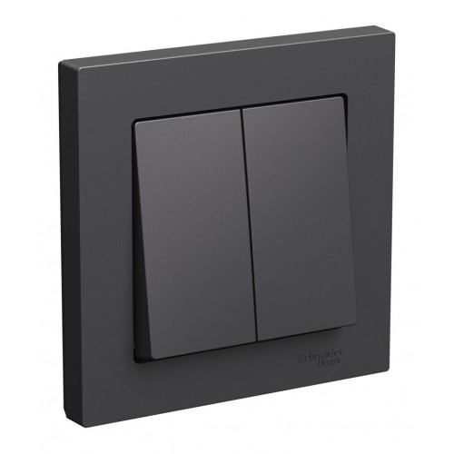 Выключатель 2-клавишный SYSTEME ELECTRIC ATLASDESIGN, скрытый монтаж, базальт, ATN001452