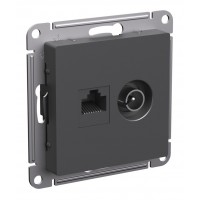 Розетка ТВ+компьютерная TV+RJ45 SYSTEME ELECTRIC ATLASDESIGN, скрытый монтаж, базальт, ATN001489