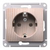 Розетка SYSTEME ELECTRIC GLOSSA, скрытый монтаж, с заземлением, сосна, GSL001543