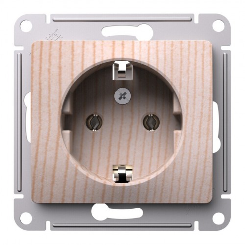 Розетка SYSTEME ELECTRIC GLOSSA, скрытый монтаж, с заземлением, сосна, GSL001543