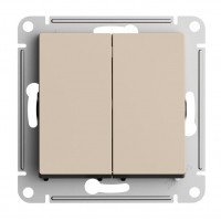 Переключатель 2-клавишный перекрестный SYSTEME ELECTRIC ATLASDESIGN, скрытый монтаж, песочный, ATN001273