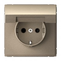 Розетка SYSTEME ELECTRIC ARTGALLERY, скрытый монтаж, с заземлением, с крышкой, со шторками, шампань, GAL000546