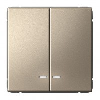 Выключатель 2-клавишный SYSTEME ELECTRIC ARTGALLERY с подсветкой, скрытый монтаж, шампань, GAL000553