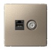 Розетка ТВ+компьютерная TV+RJ45 SYSTEME ELECTRIC ARTGALLERY, скрытый монтаж, шампань, GAL000589
