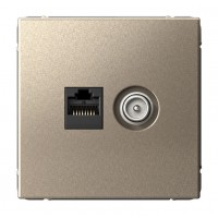 Розетка ТВ+компьютерная TV+RJ45 SYSTEME ELECTRIC ARTGALLERY, скрытый монтаж, шампань, GAL000589