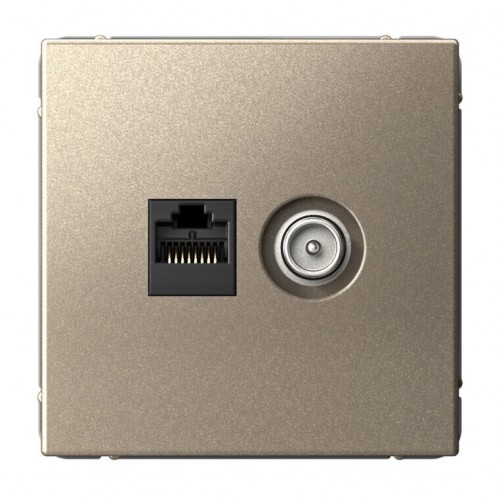 Розетка ТВ+компьютерная TV+RJ45 SYSTEME ELECTRIC ARTGALLERY, скрытый монтаж, шампань, GAL000589