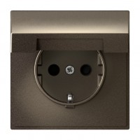 Розетка SYSTEME ELECTRIC ARTGALLERY, скрытый монтаж, с заземлением, с крышкой, со шторками, мокко, GAL000646