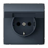 Розетка SYSTEME ELECTRIC ARTGALLERY, скрытый монтаж, с заземлением, с крышкой, со шторками, грифель, GAL000746