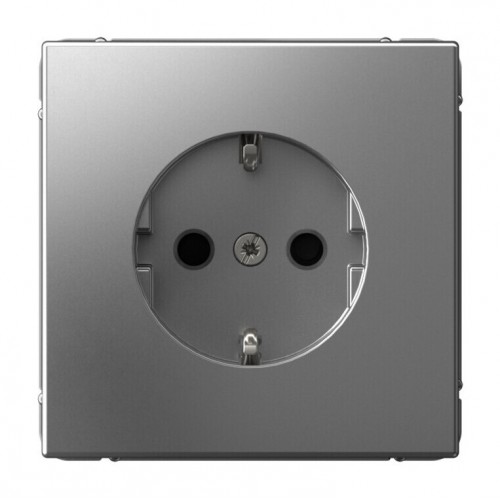 Розетка SYSTEME ELECTRIC ARTGALLERY, скрытый монтаж, с заземлением, со шторками, сталь, GAL000945