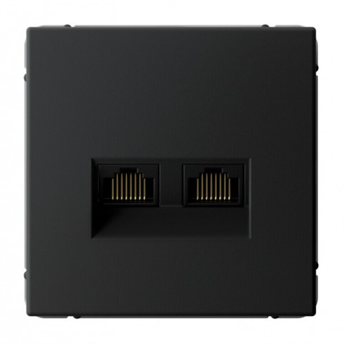Розетка компьютерная 2xRJ45 SYSTEME ELECTRIC ARTGALLERY, скрытый монтаж, карбон, GAL001088