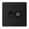 Розетка ТВ+компьютерная TV+RJ45 SYSTEME ELECTRIC ARTGALLERY, скрытый монтаж, карбон, GAL001089