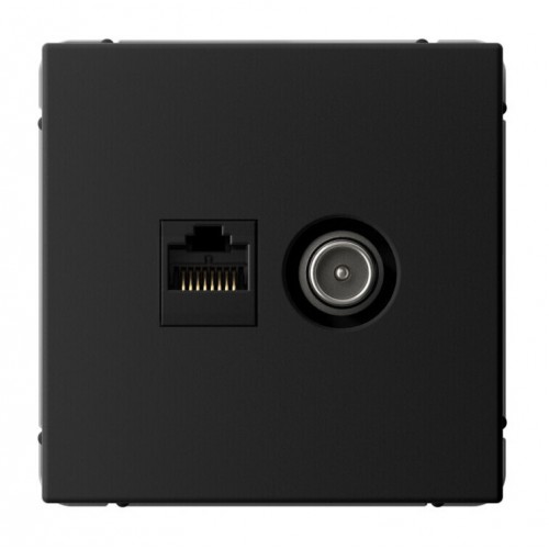 Розетка ТВ+компьютерная TV+RJ45 SYSTEME ELECTRIC ARTGALLERY, скрытый монтаж, карбон, GAL001089