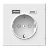 Розетка с USB+USB type C SYSTEME ELECTRIC ARTGALLERY, скрытый монтаж, с заземлением, со шторками, лотос, GAL001332