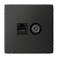 Розетка ТВ+компьютерная TV+RJ45 SYSTEME ELECTRIC ARTGALLERY, скрытый монтаж, базальт, GAL001489