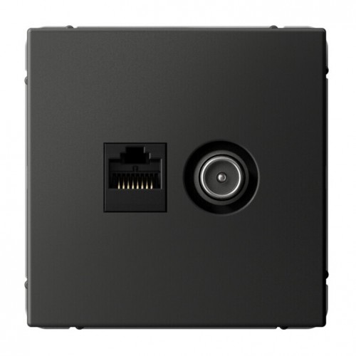 Розетка ТВ+компьютерная TV+RJ45 SYSTEME ELECTRIC ARTGALLERY, скрытый монтаж, базальт, GAL001489