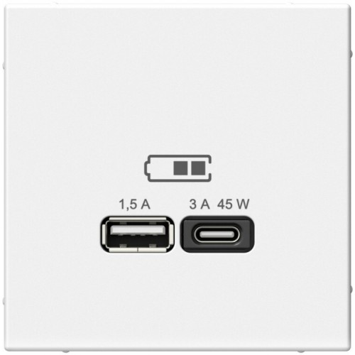 Розетка USB type C SYSTEME ELECTRIC ARTGALLERY, скрытый монтаж, белый, GAL000127
