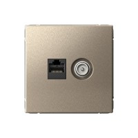 Розетка компьютерная 2xRJ45 SYSTEME ELECTRIC ARTGALLERY, скрытый монтаж, шампань, GAL000588