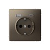 Розетка с USB+USB type C SYSTEME ELECTRIC ARTGALLERY, скрытый монтаж, с заземлением, со шторками, мокко, GAL000632