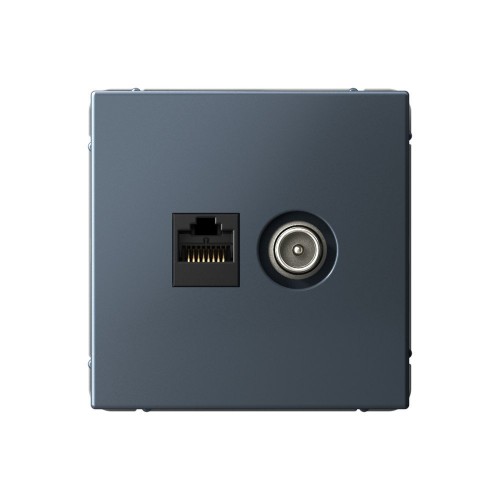Розетка ТВ+компьютерная TV+RJ45 SYSTEME ELECTRIC ARTGALLERY, скрытый монтаж, грифель, GAL000789