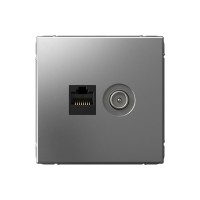 Розетка ТВ+компьютерная TV+RJ45 SYSTEME ELECTRIC ARTGALLERY, скрытый монтаж, сталь, GAL000989